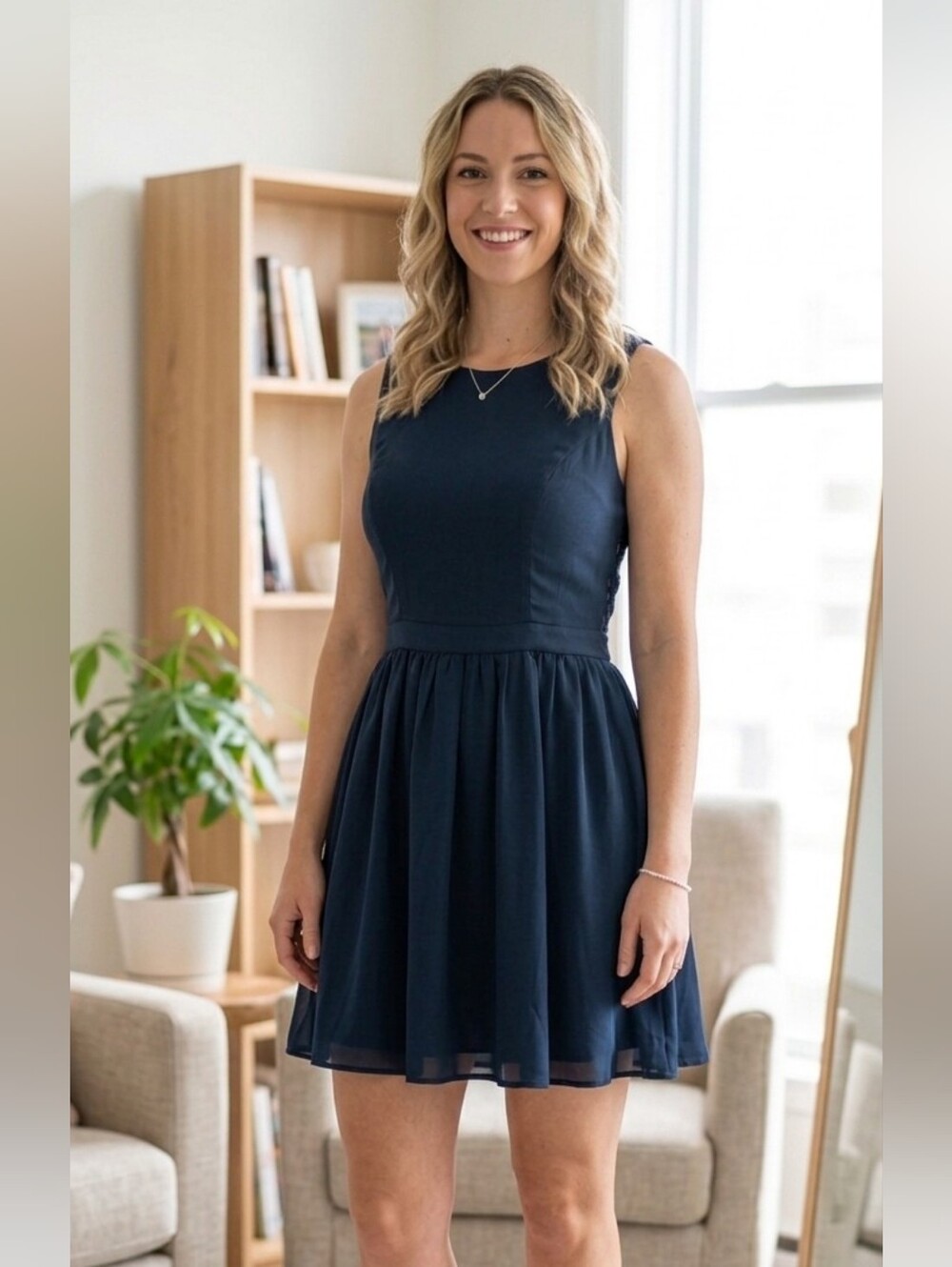 Girls Navy Sleeveless Party Dress